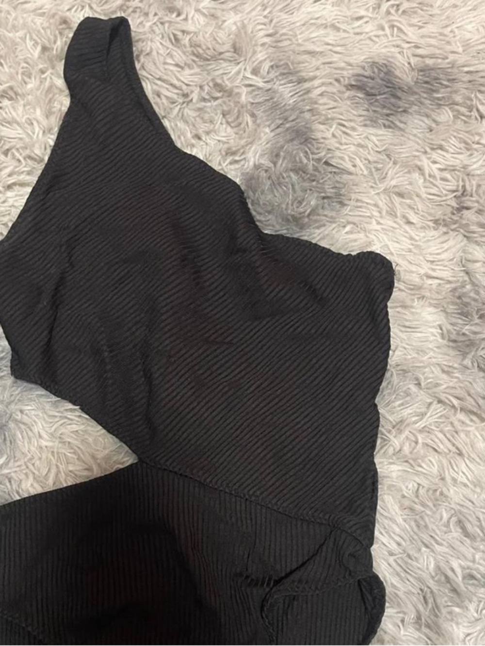 Black One-Shoulder Ribbed Bodysuit
